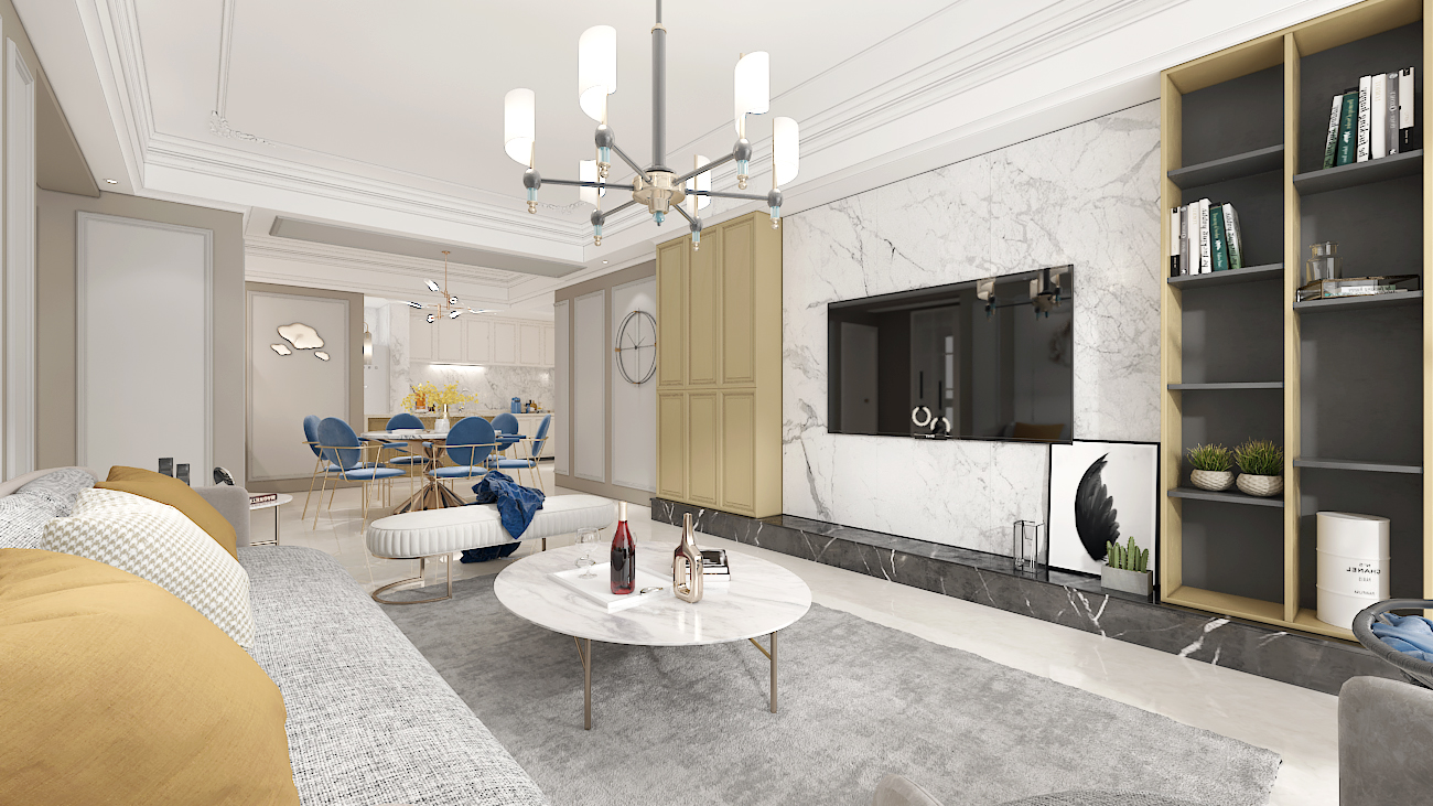 昆明银海樱花语现代二居室装修效果图_85平米25万装修设计案例